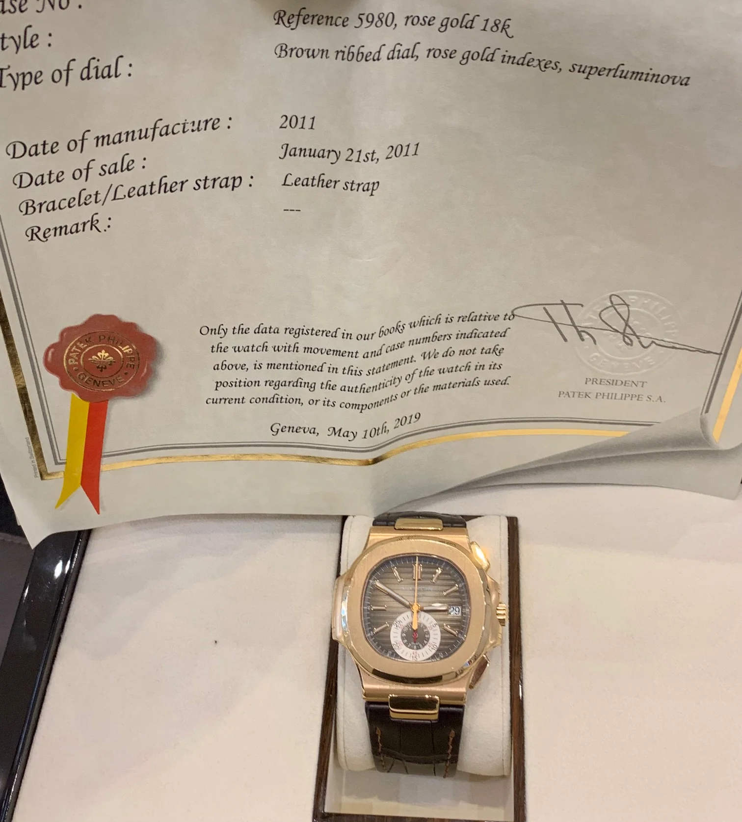 Patek Philippe Nautilus 5980/1R-001 Chocolate 2011 Extrait d'archive - Image 7